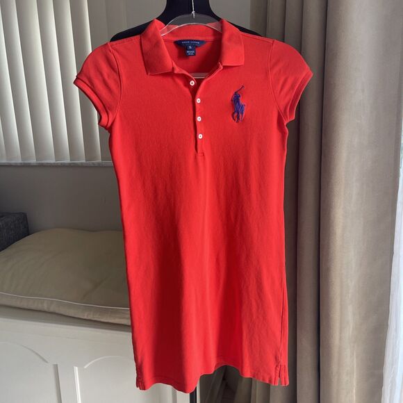 Ralph Lauren Girls Red Polo Shirt Short Sleeve Dress Big Pony XL (16) - Picture 1 of 6